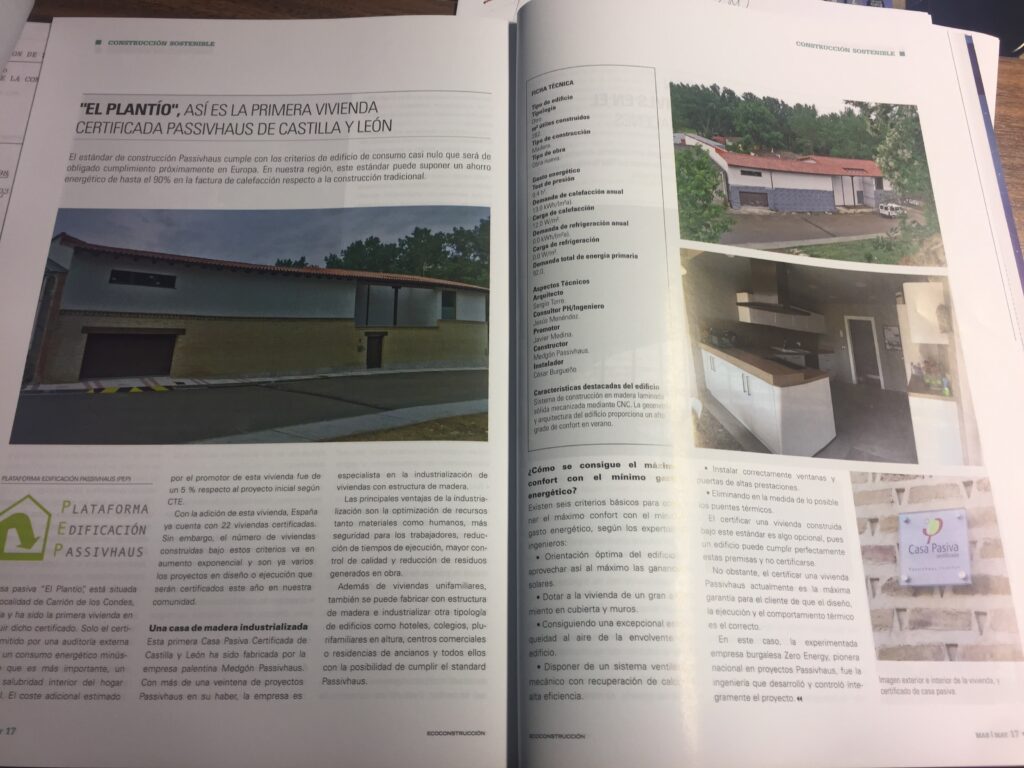 La Casa Pasiva «El Plantío» en la revista Ecoconstrucción