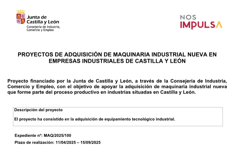 Proyectos adquisición de maquinaria industrial